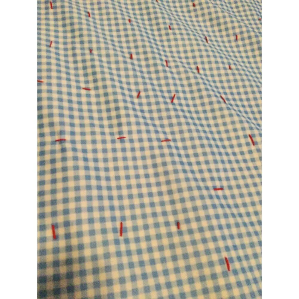 Vintage handmade Quilt Large Blocks floral gingham 82 x 105 blanket